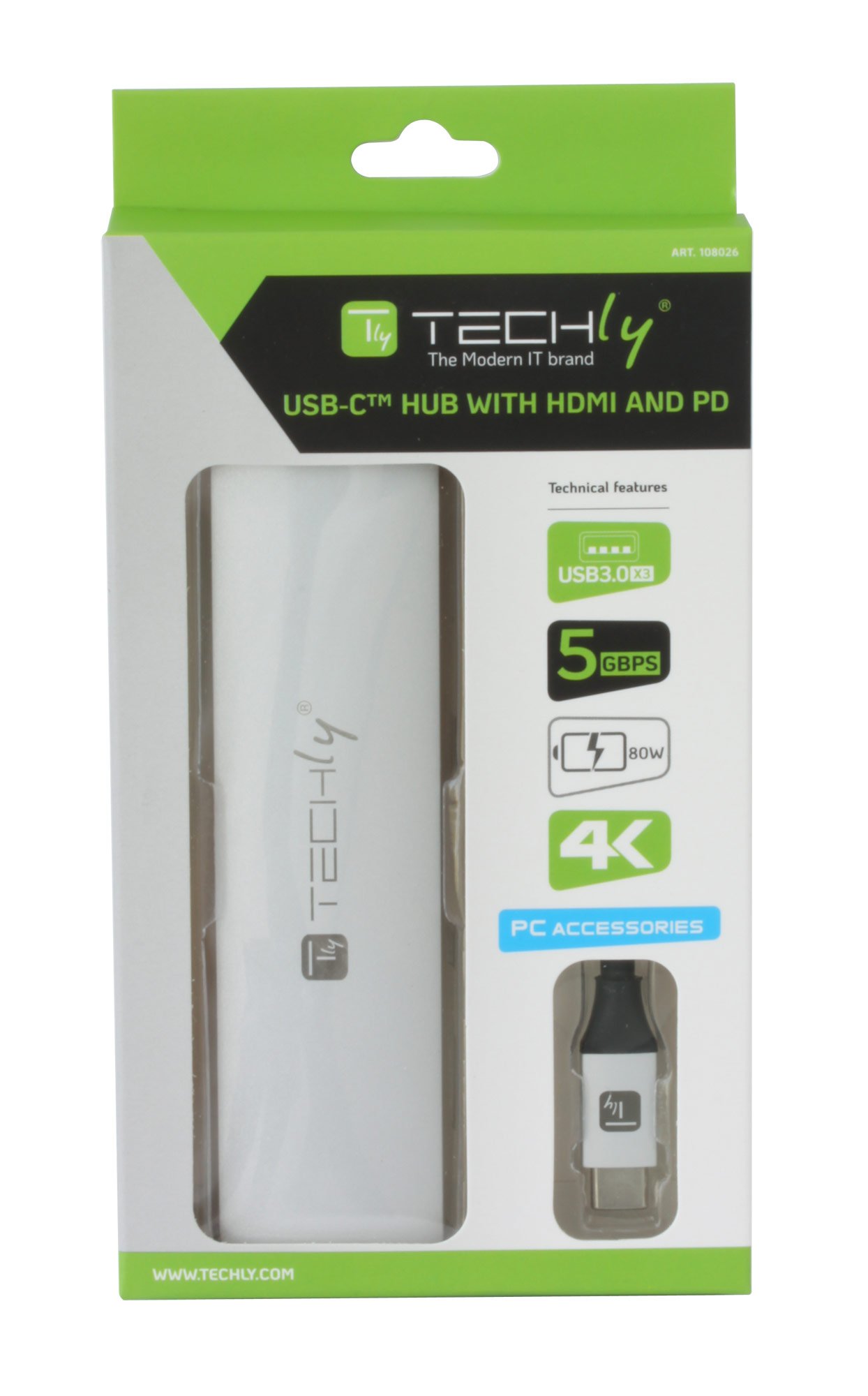 Hub USB-C™ SuperSpeed 3 Porte USB3.0 con HDMI 4K e PD TECHLY - immagine 2