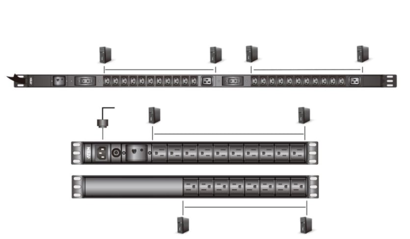 Multipresa Rack PDU 1U 16 porte IEC-C13 Protezione Sovratensione ATEN - immagine 2