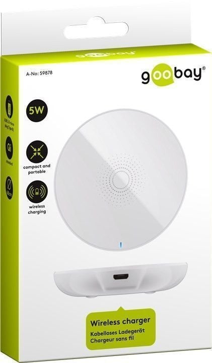 Caricabatterie Wireless Fast Qi Stand 5W Bianco GOOBAY - immagine 2