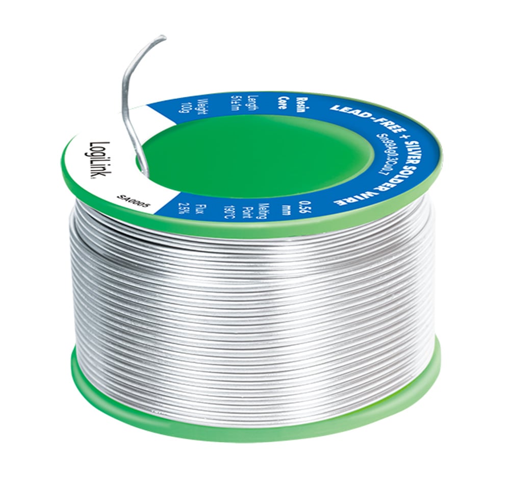 Stagno in Rotolo per Saldatura Senza Piombo Argento 0,3% Rame 0,7% ø 0,56 mm 100g LOGILINK - immagine 3