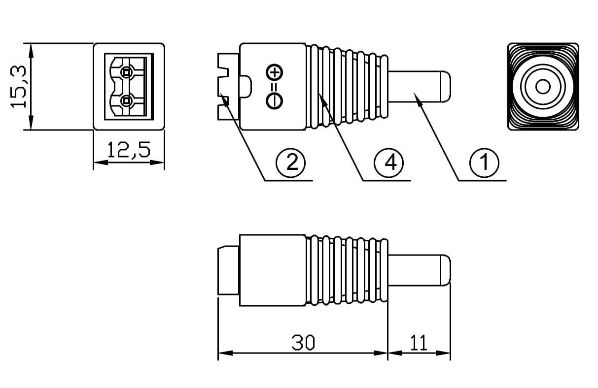 Adattatore Plug DC 2.5x5.5 mm Maschio Terminal Block 2 pin TECHLY - immagine 2