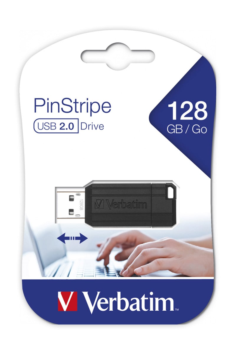 Memoria USB 2.0 PinStripe da 128Gb Colore Nero VERBATIM - immagine 2