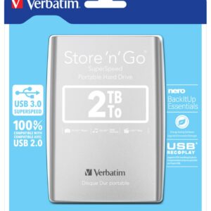 Disco rigido portatile da 2 TB Argento VERBATIM