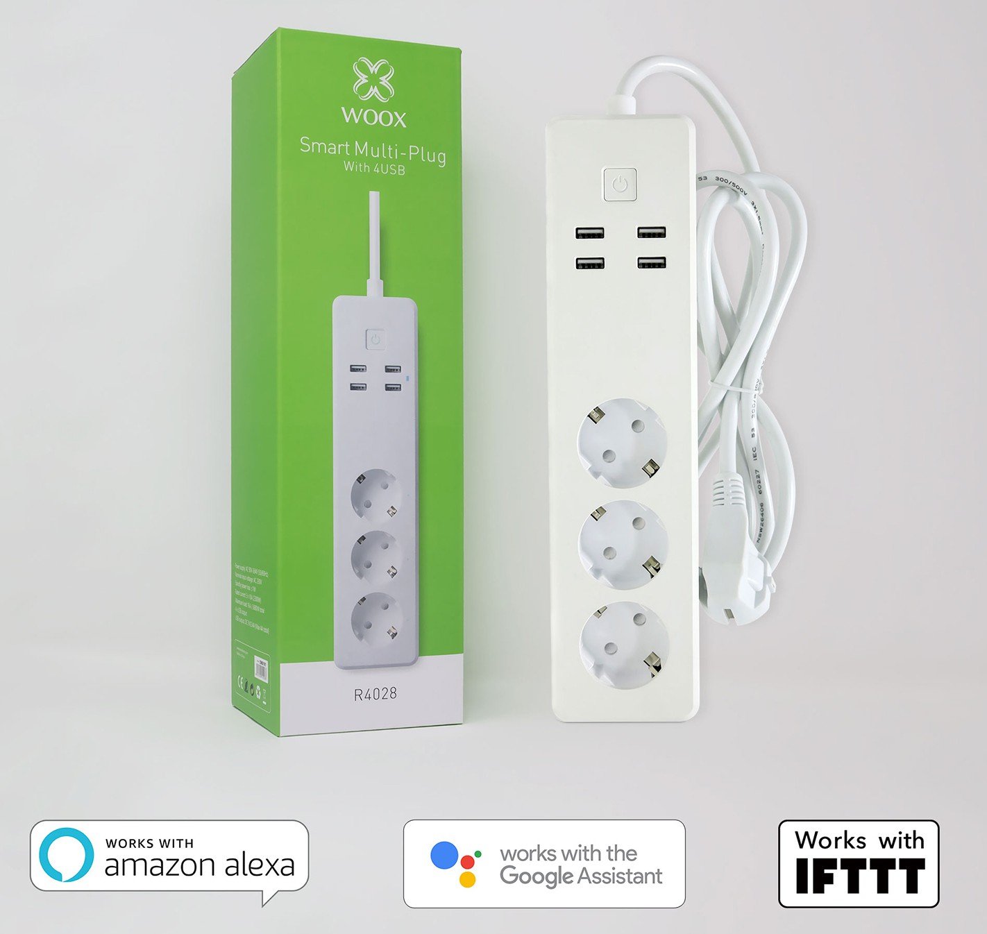 Multipresa Intelligente 3 Prese Schuko 4 USB Controllo Vocale, R4028 WOOX - immagine 2