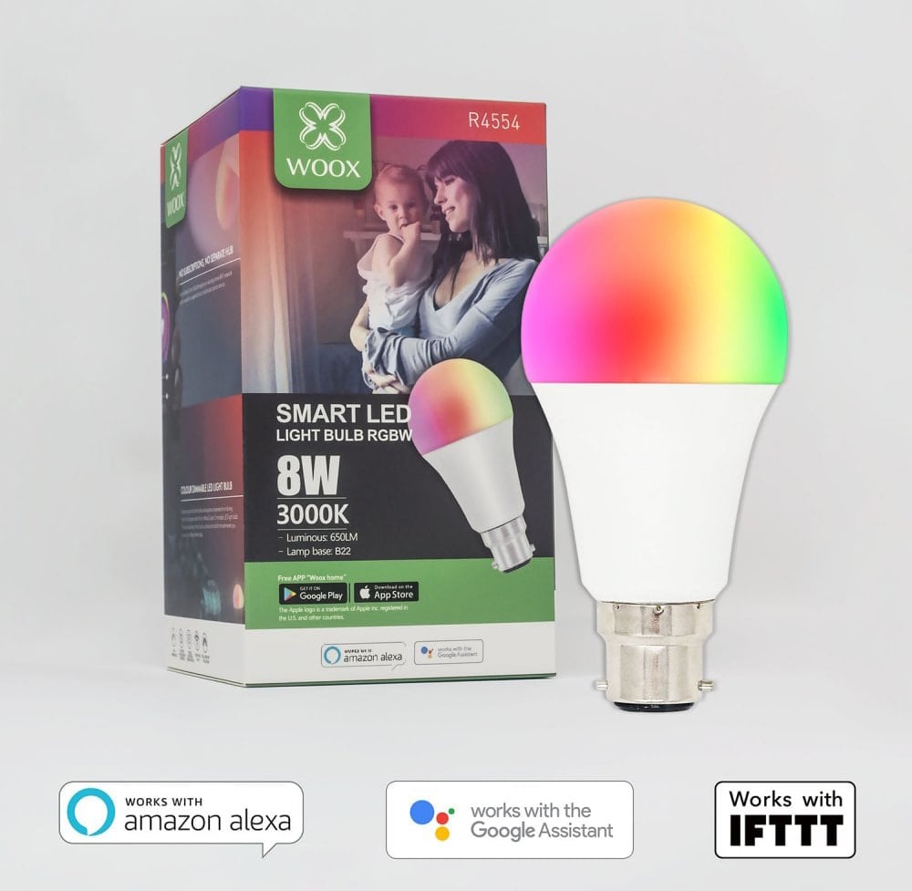 Lampadina LED B22 Smart Controllo Vocale Alexa, R4554 Classe F WOOX - immagine 2