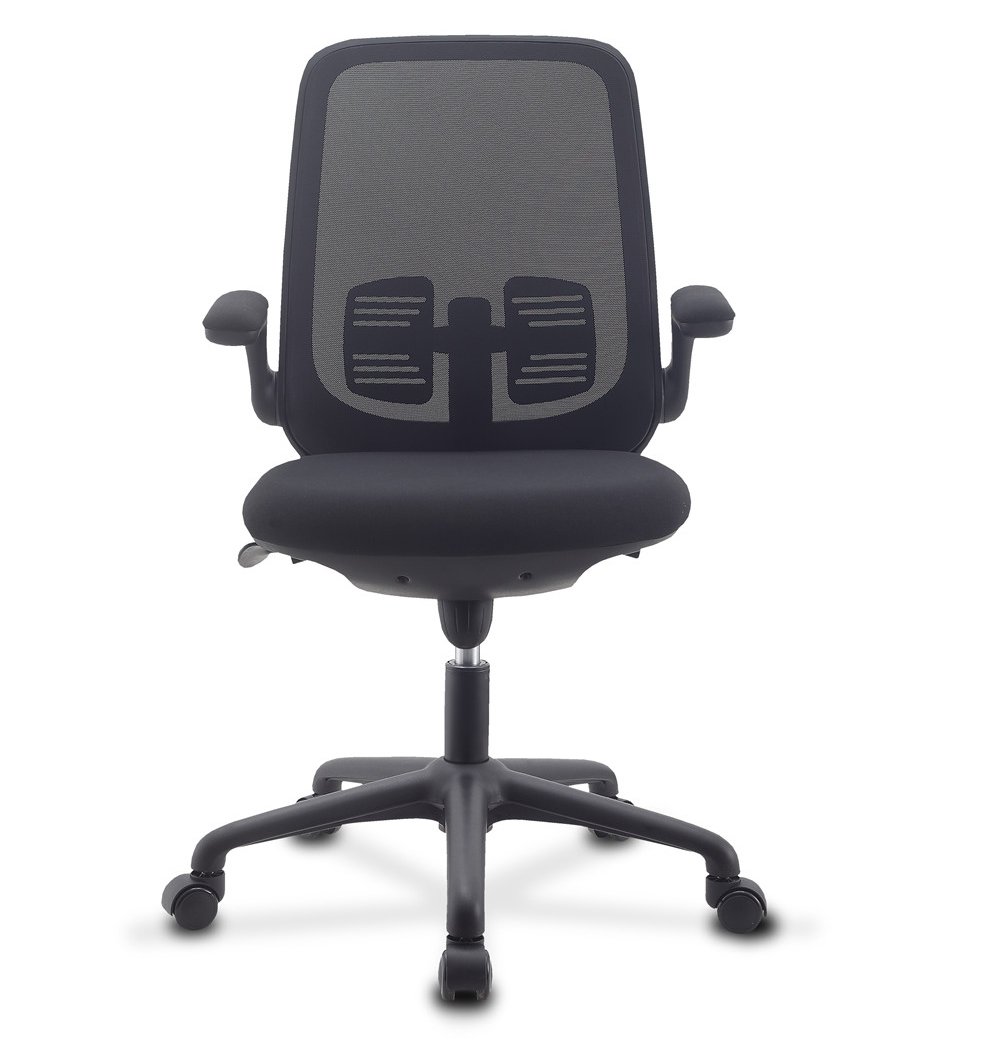 Sedia per Ufficio Regolabile in Altezza con Braccioli Pieghevoli Nera TECHLY - immagine 2