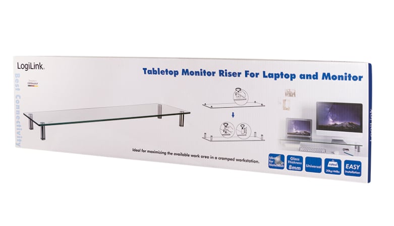 Stand Supporto da Scrivania in Vetro Trasparente per Monitor e Laptop LOGILINK - immagine 2