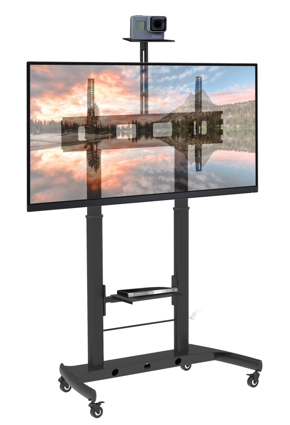 Supporto da Pavimento TV LCD/LED 52-110'' Altezza Regolabile 2 Mensole TECHLY - immagine 2