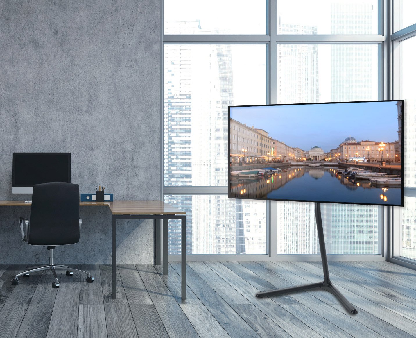 Supporto a Pavimento per TV/LCD/LED/Plasma 49-70'' Base a V Nero LOGILINK - immagine 2
