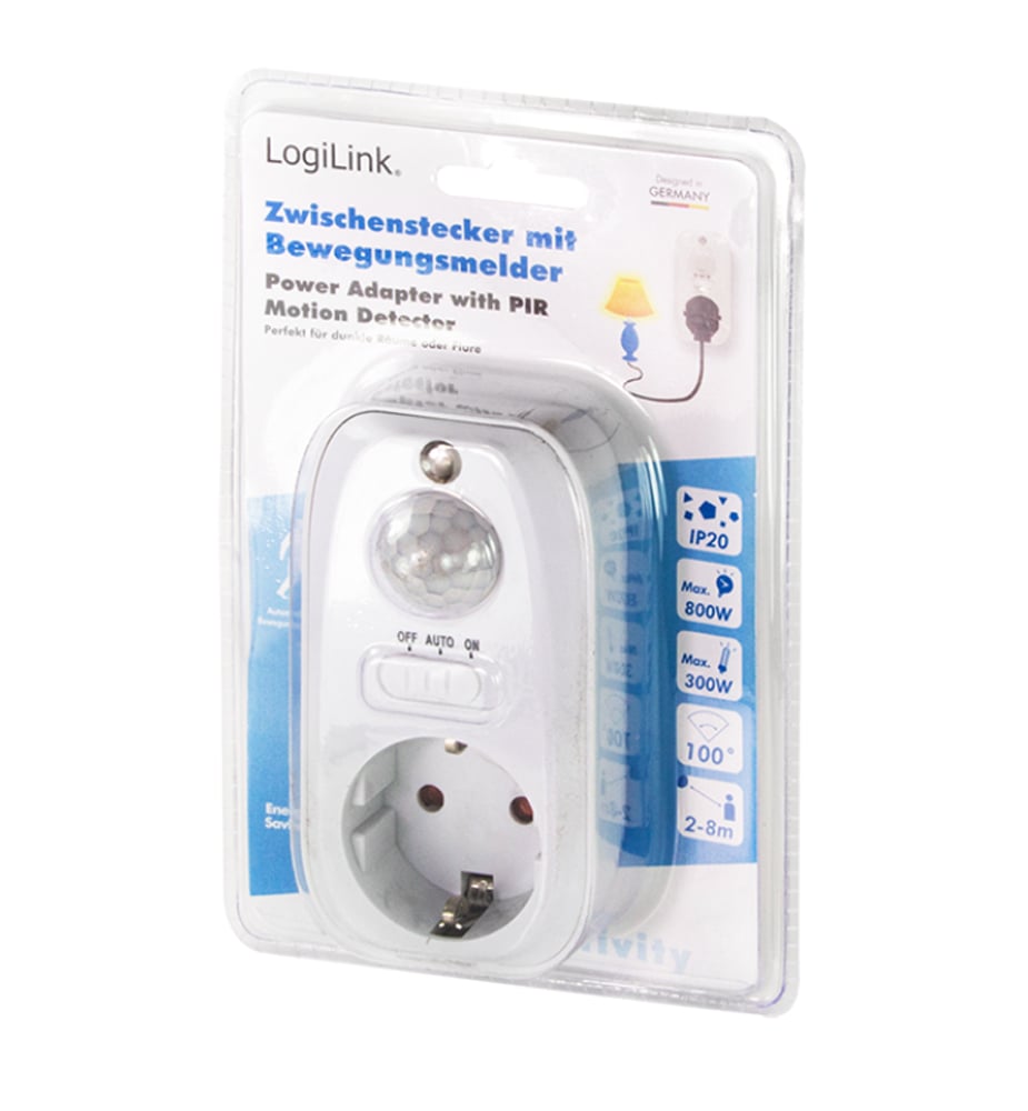 Adattatore Presa con Rilevatore di Movimento PIR 1x CEE 7/3 IP20 LOGILINK - immagine 2