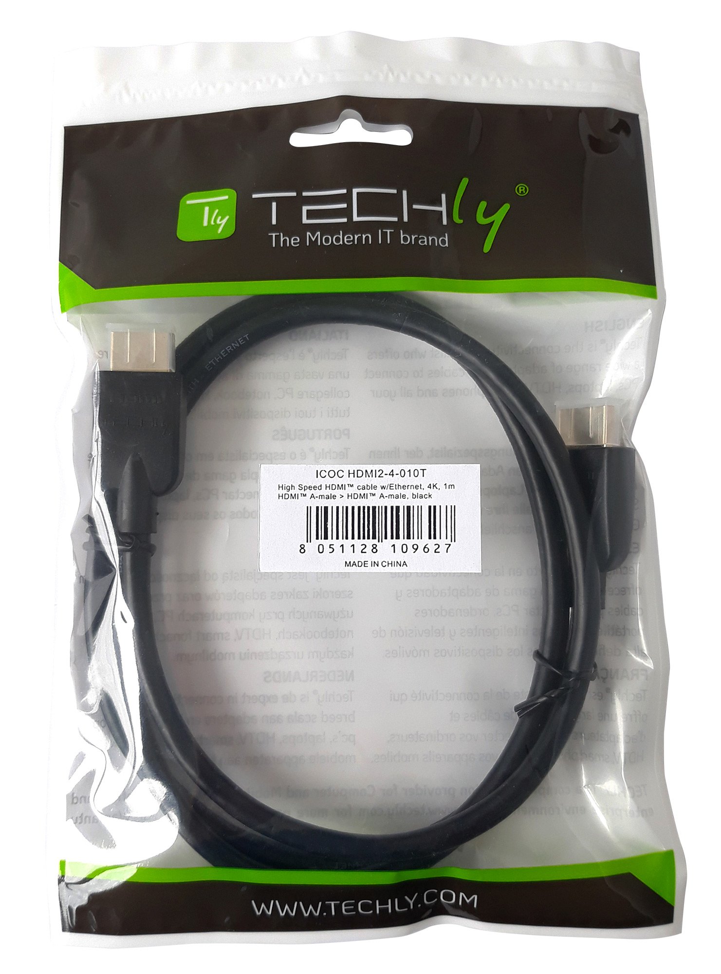 Cavo HDMI™ High Speed 2.0 A/A M/M 3 metri Nero TECHLY - immagine 2