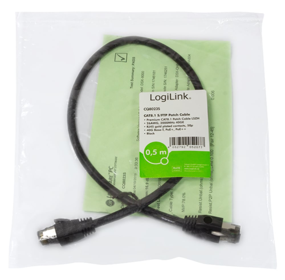Cavo di Rete Patch in Rame Cat. 8.1 SFTP LSZH 0,5 m Nero LOGILINK - immagine 2