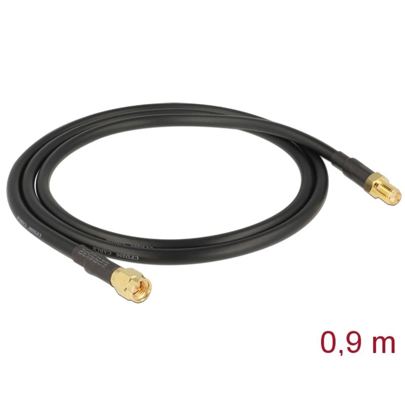 Cavo Antenna SMA M/F a Basse Perdite 0,9m Nero DELOCK - immagine 2