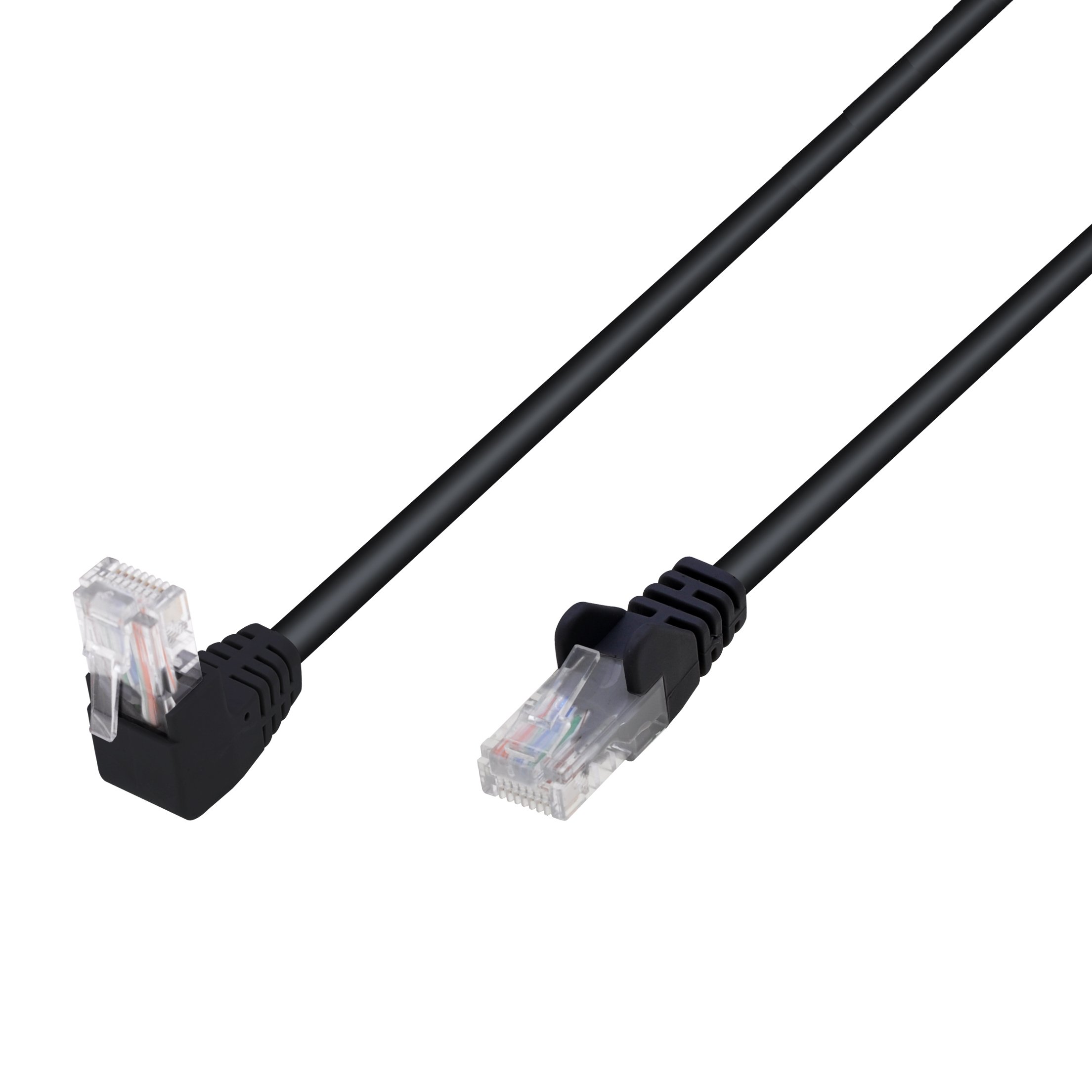 Cavo di Rete Patch Connettore Angolato 90° CCA Cat. 5E UTP 0,5m Nero TECHLY PROFESSIONAL - immagine 2