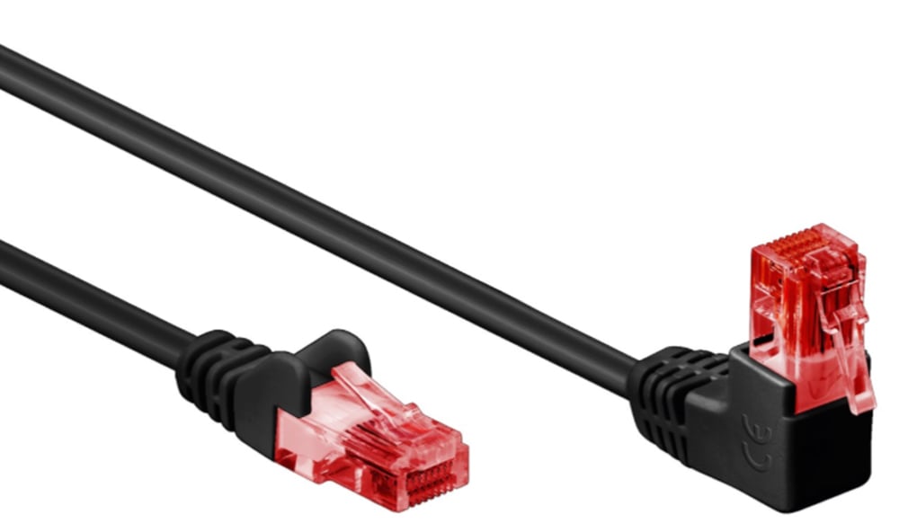 Cavo di rete Patch Connettore Angolato 90° CCA Cat.6 UTP 0,25m Nero GOOBAY - immagine 2