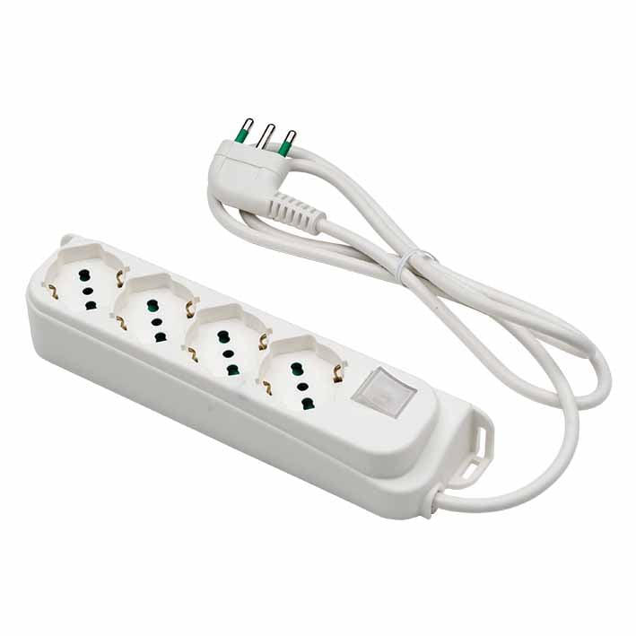Multipresa 4 Posti Schuko con Interruttore e Cavo 1,5m Bianca FME - immagine 2