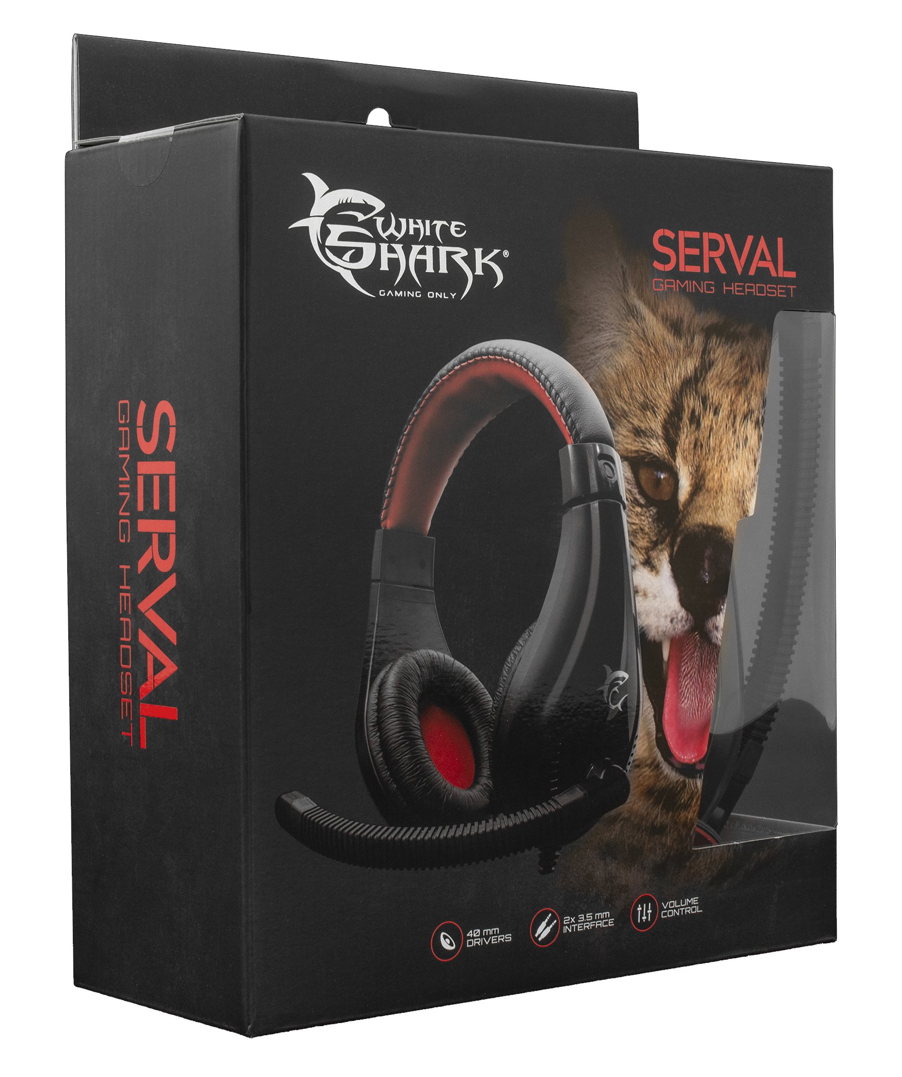 Cuffie Gaming con Microfono Serval Nero Rosso SERVAL WHITE SHARK - immagine 2
