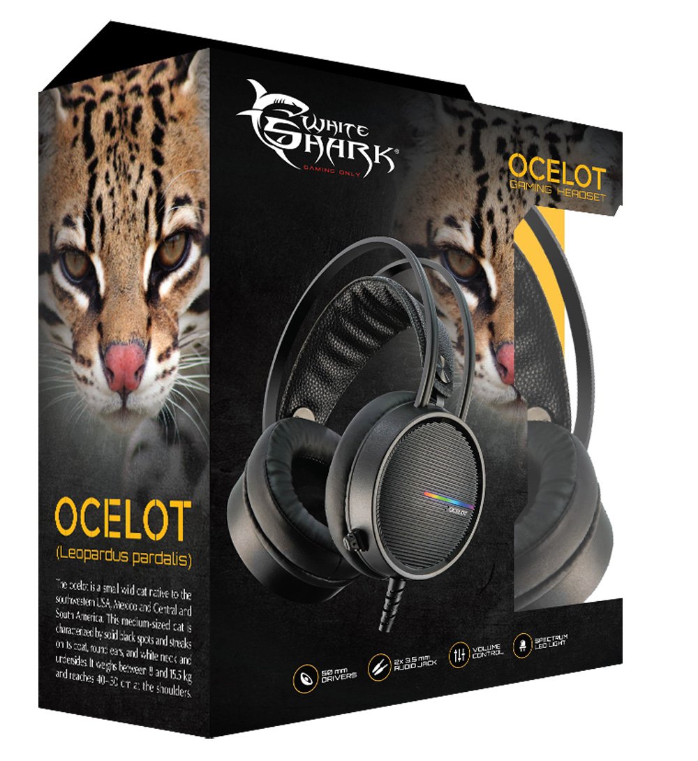 Cuffie Gaming con Microfono Nero, GH-2042 OCELOT WHITE SHARK - immagine 2