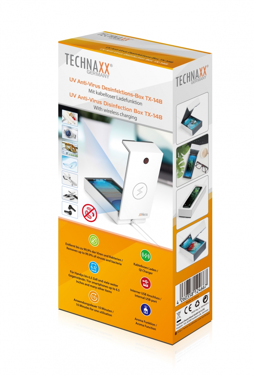 Box Disinfettante UV Anti Virus Sterilizzatore Portatile Ricarica QI TECHNAXX - immagine 2