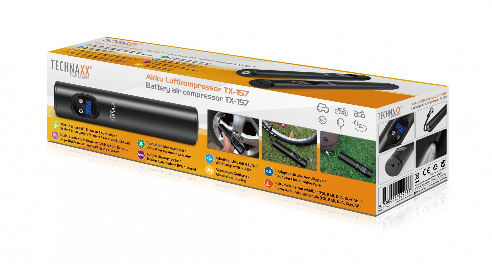 Compressore d'aria a batteria ricaricabile, TX-157 TECHNAXX - immagine 2