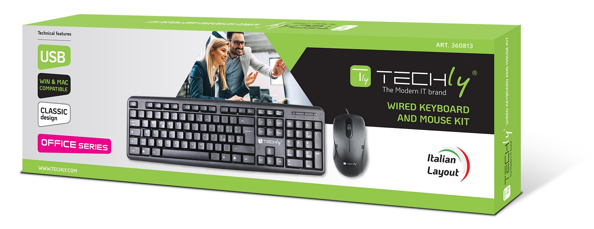 Kit tastiera e mouse standard wired USB 2.0 TECHLY - immagine 2