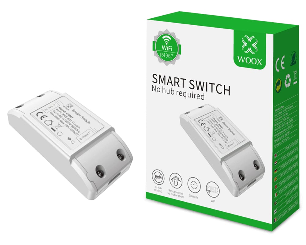 Interruttore Switch Smart Home 10A WiFi Universale, R4967 WOOX - immagine 2