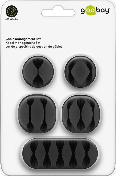 Clip Fermacavo Set da 5 pz Varie Misure Nero GOOBAY - immagine 2