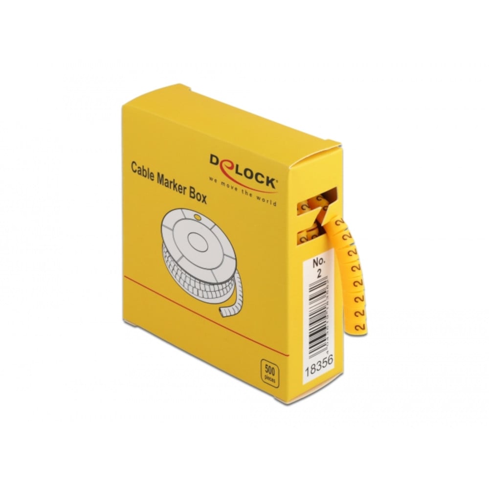 Scatola Segnacavo Giallo 500 Pezzi Numero 2 DELOCK - immagine 2