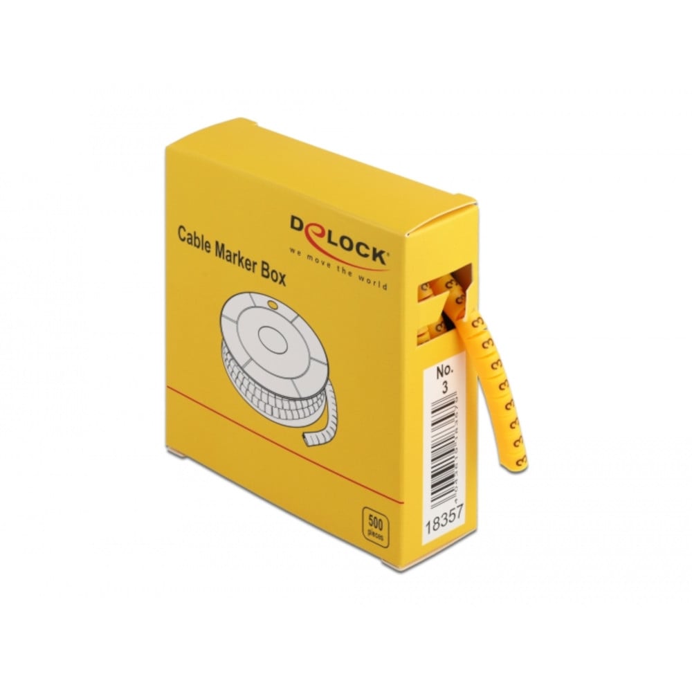 Scatola Segnacavo Giallo 500 Pezzi Numero 3 DELOCK - immagine 2