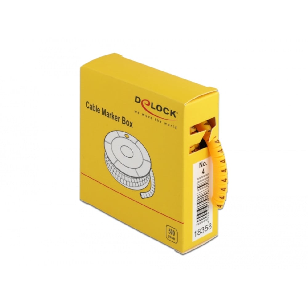 Scatola Segnacavo Giallo 500 Pezzi Numero 4 DELOCK - immagine 2