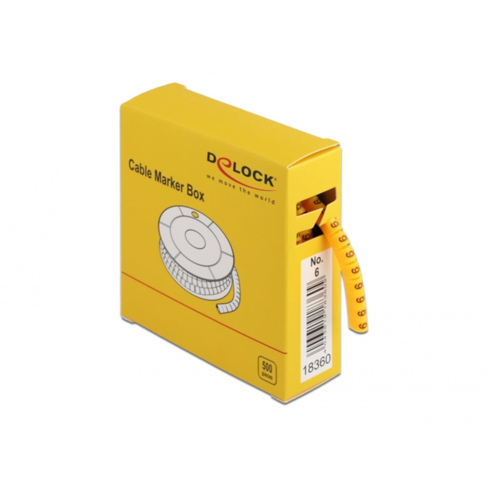 Scatola Segnacavo Giallo 500 Pezzi Numero 6 DELOCK - immagine 2