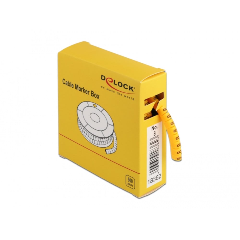 Scatola Segnacavo Giallo 500 Pezzi Numero 8 DELOCK - immagine 2