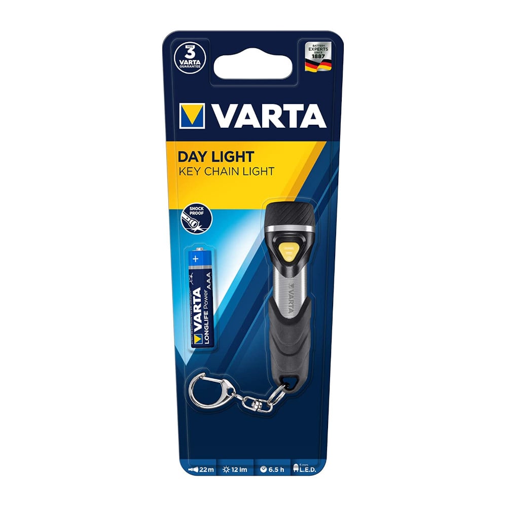 Torcia LED Tascabile a Batteria in Alluminio con Anello Portachiavi VARTA - immagine 2