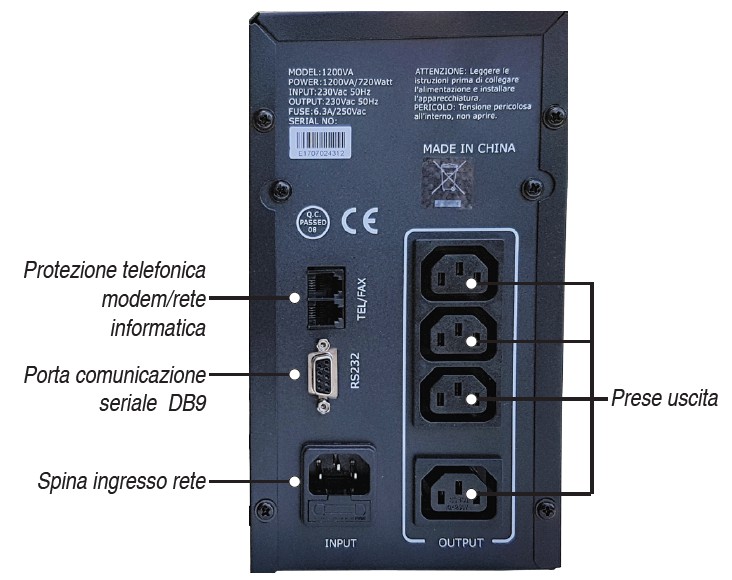 Gruppo di continuità 1200VA 720W Line Interactive TECHLY PROFESSIONAL - immagine 2