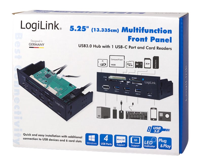 Pannello Frontale 5,25'' Multifunzione con Lettore di Memorie 6 vie LOGILINK - immagine 2