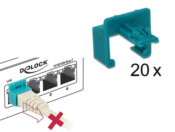 Kit Clip di Sicurezza RJ45 da 20 pezzi DELOCK - immagine 2