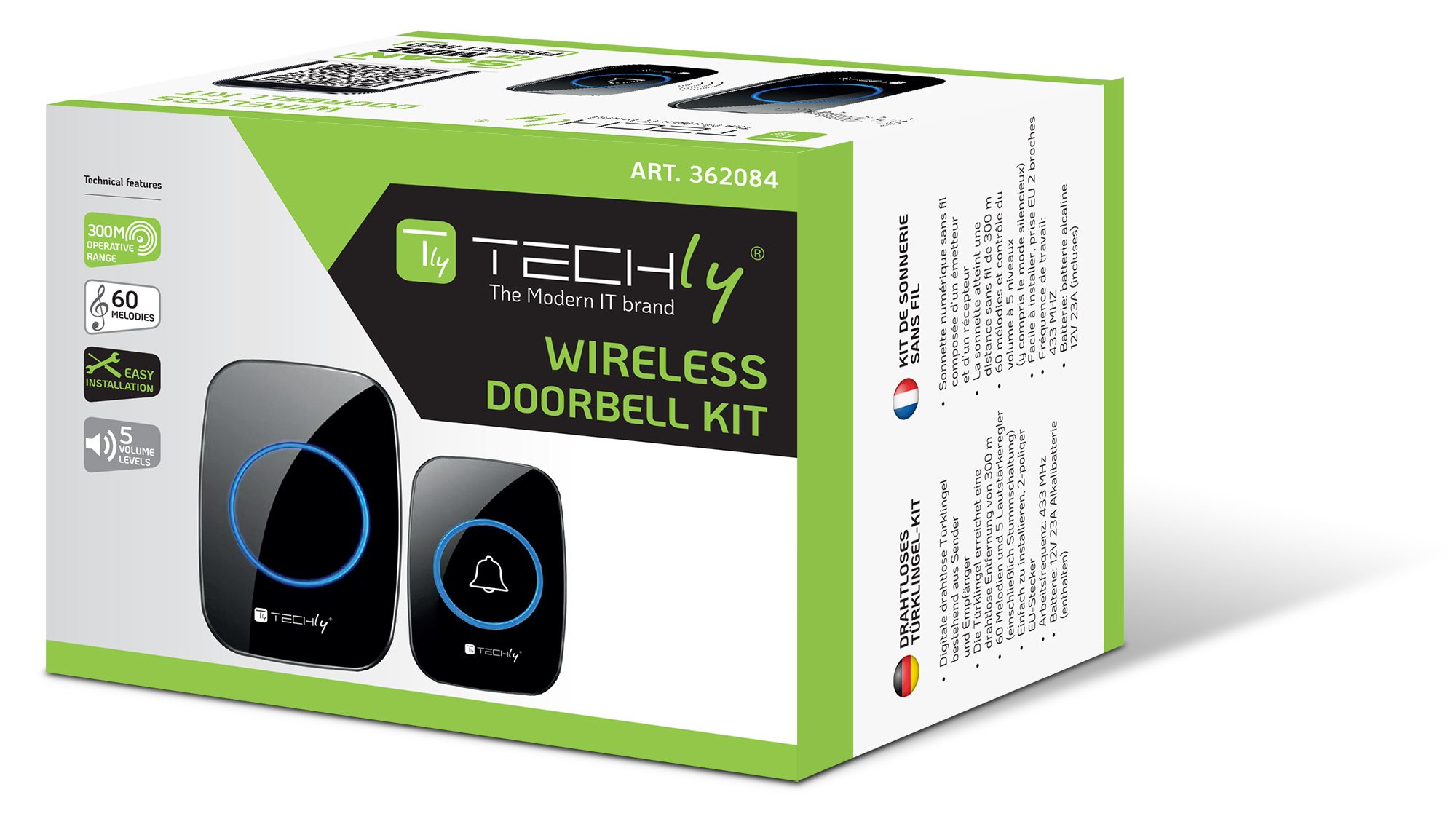 Kit Campanello Wireless fino a 300m TECHLY - immagine 2