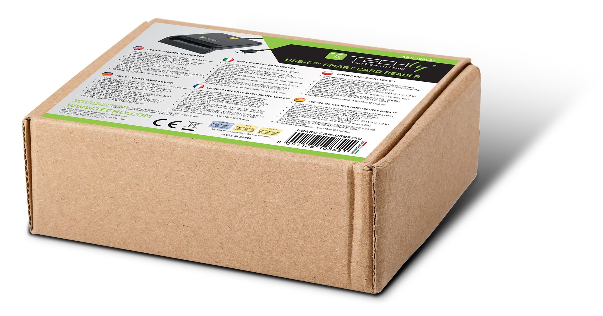 Lettore/Scrittore di Smart Card USB-C&trade; Compatto Nero TECHLY - immagine 2