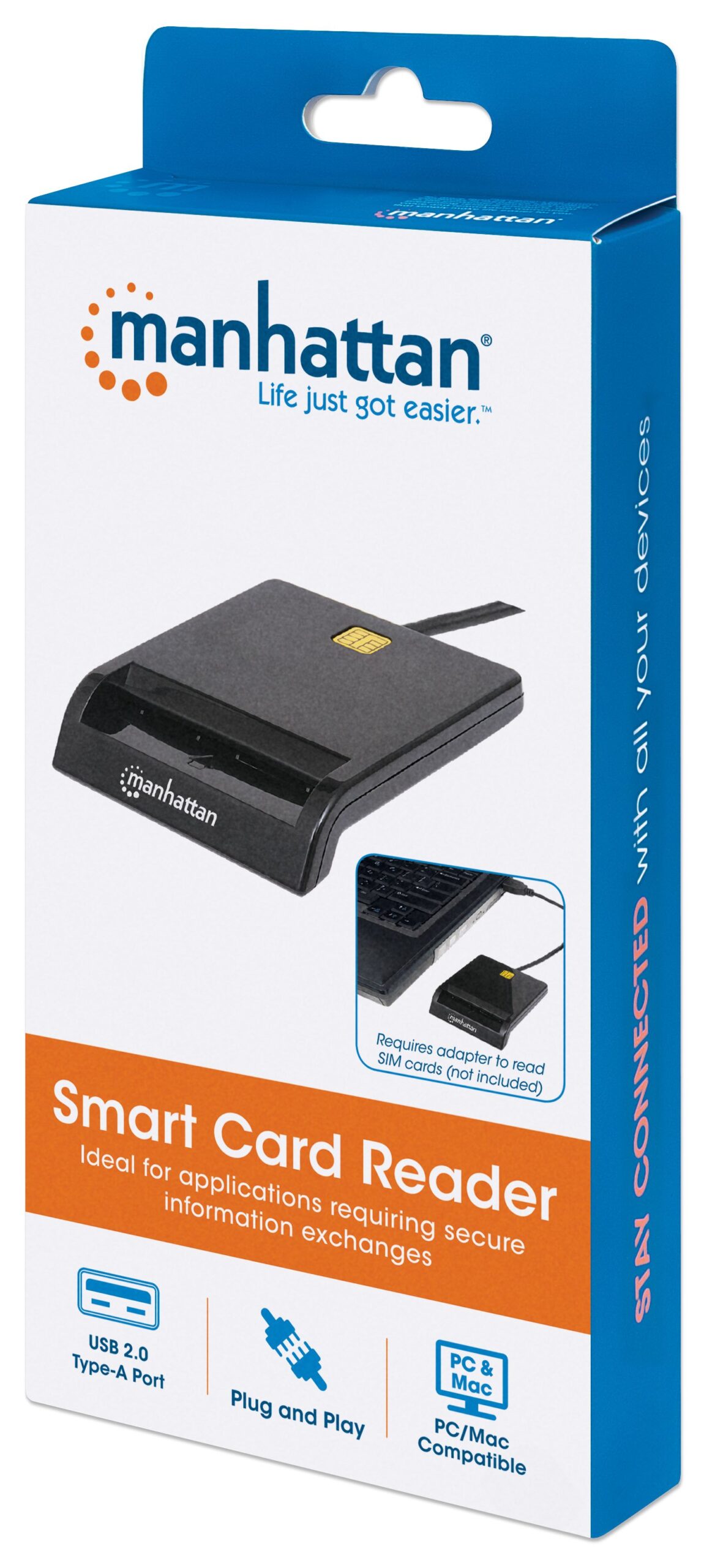 Lettore/Scrittore di Smart Card USB Compatto Nero MANHATTAN - immagine 2