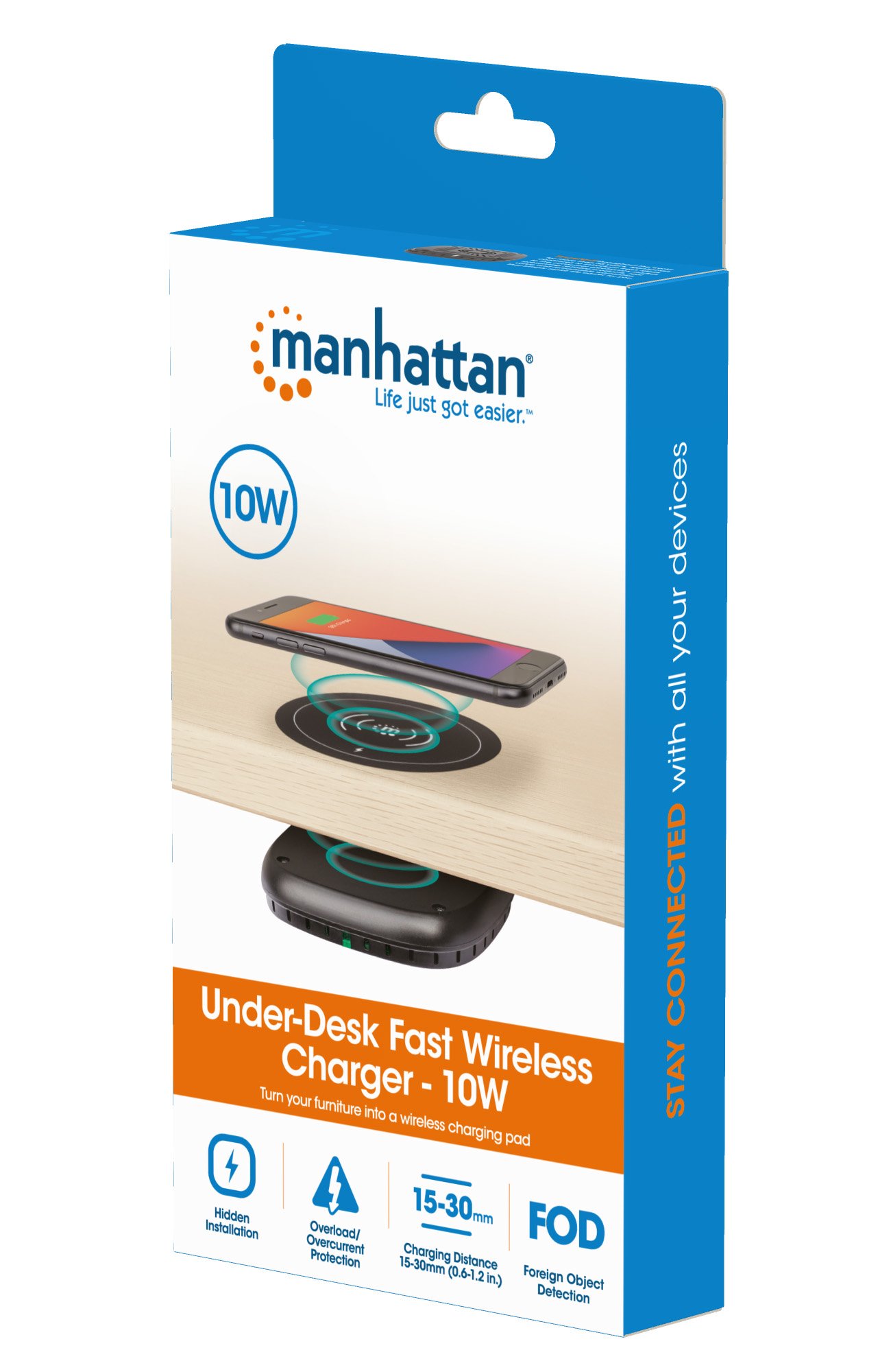Caricatore Wireless Rapido da Sotto Scrivania 10W MANHATTAN - immagine 2