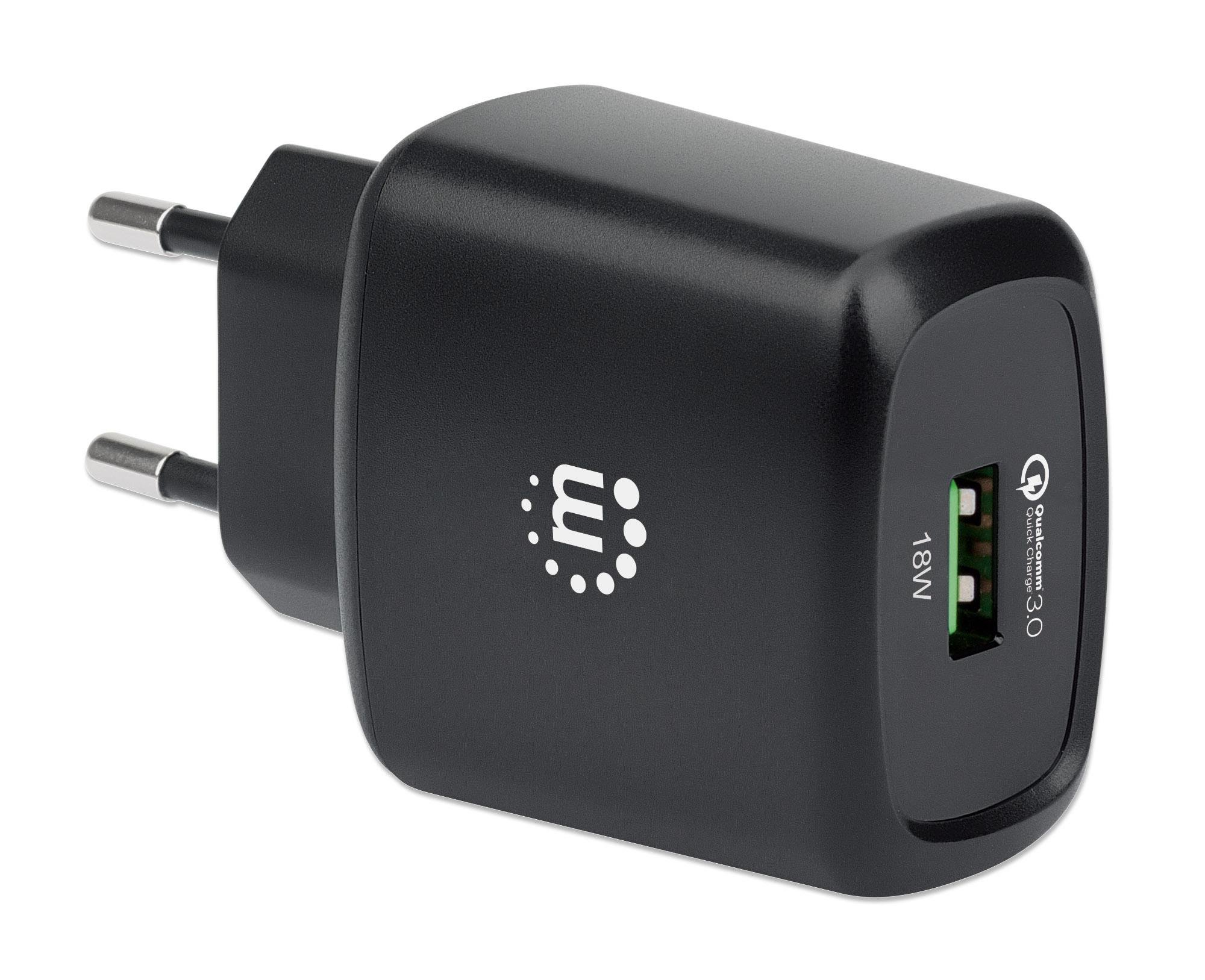 Caricatore USB da Muro QC3.0 18W Quick Charge™ Nero MANHATTAN - immagine 2