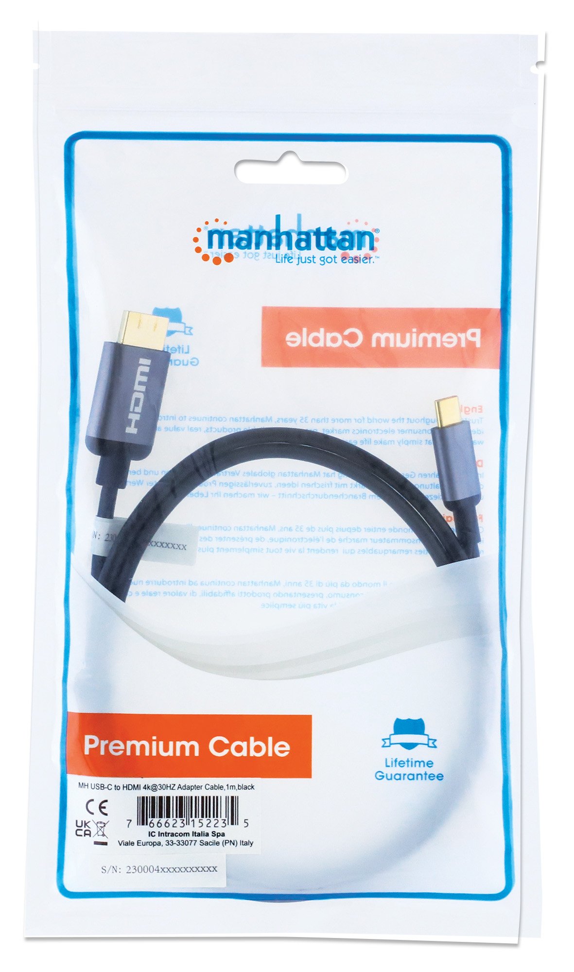 Cavo Adattatore USB-C™ Maschio a HDMI Maschio 1m Nero MANHATTAN - immagine 2