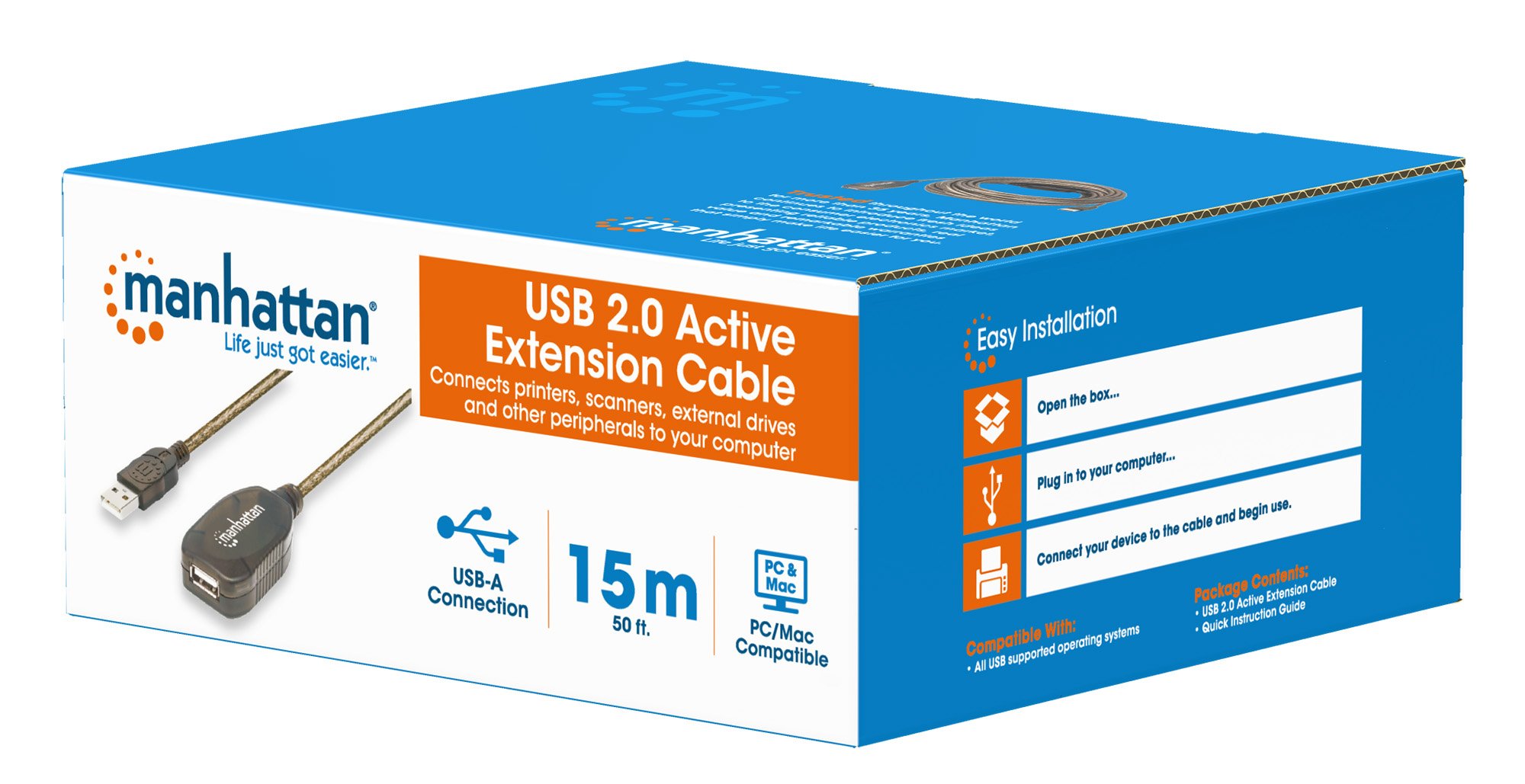 Cavo Prolunga Attivo USB 2.0 Hi-Speed 15 mt MANHATTAN - immagine 2