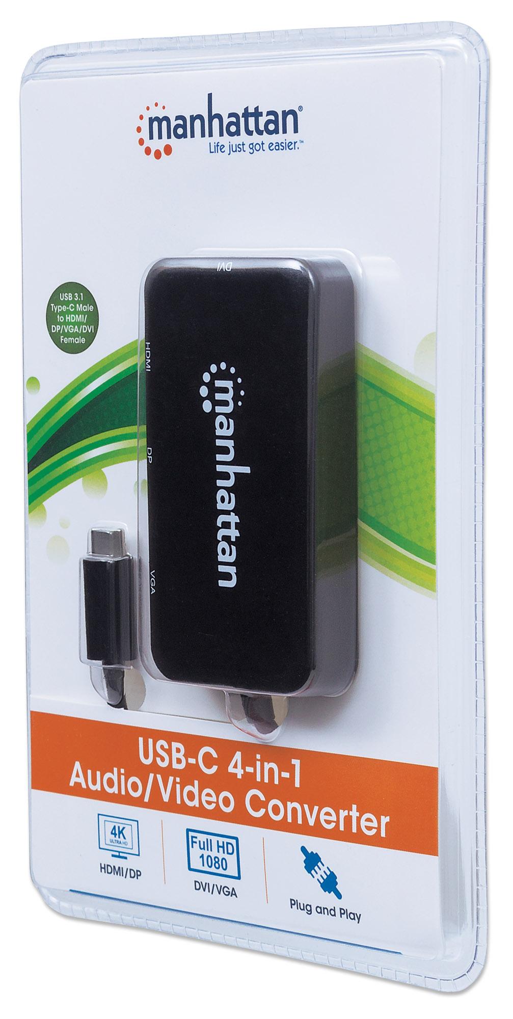 Adattatore Convertitore USB-C™ 4 in 1 a DP/HDMI/DVI/VGA Nero MANHATTAN - immagine 2