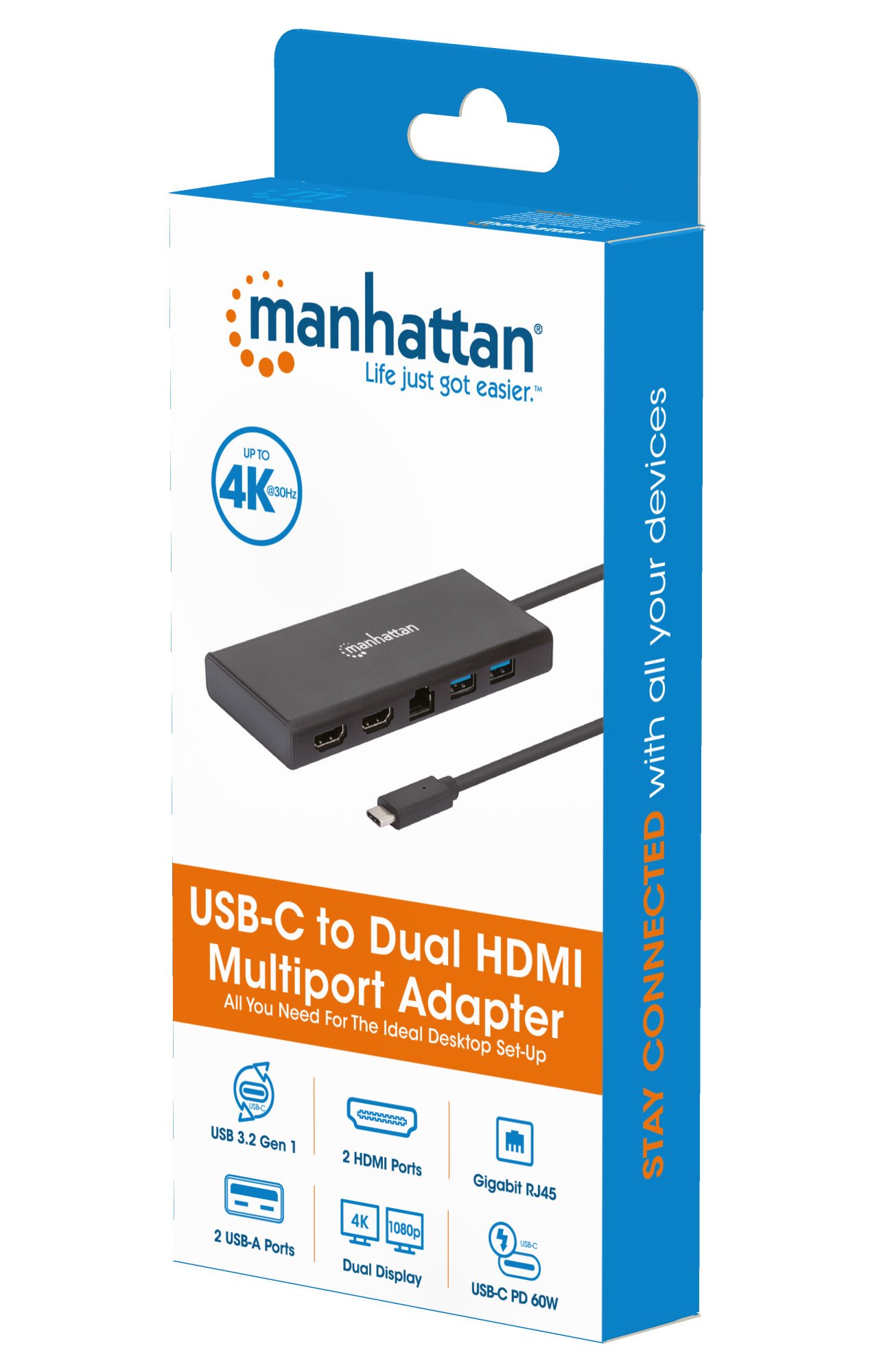 Adattatore USB-C™ SuperSpeed Multiporta a Doppia Porta HDMI MANHATTAN - immagine 2
