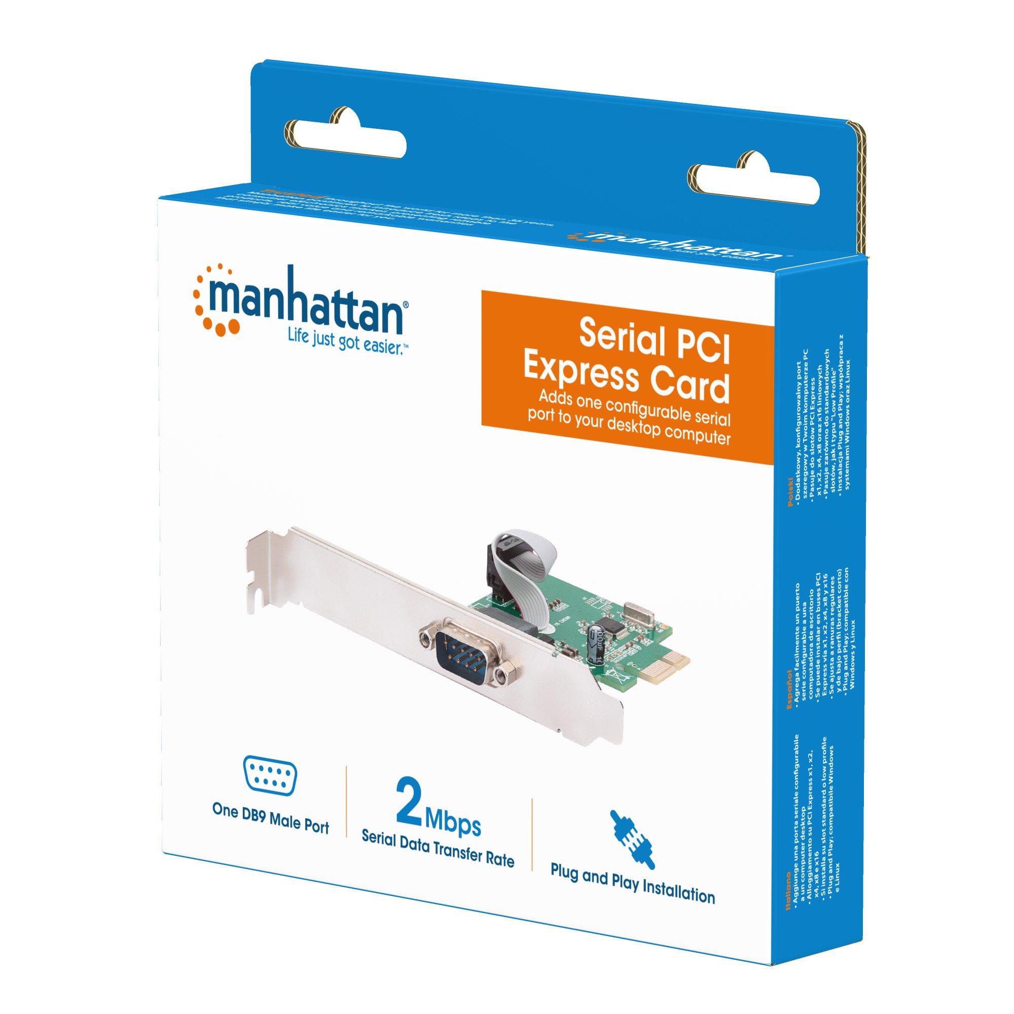 Scheda PCI Express Seriale 1 Porta DB9 M MANHATTAN - immagine 2