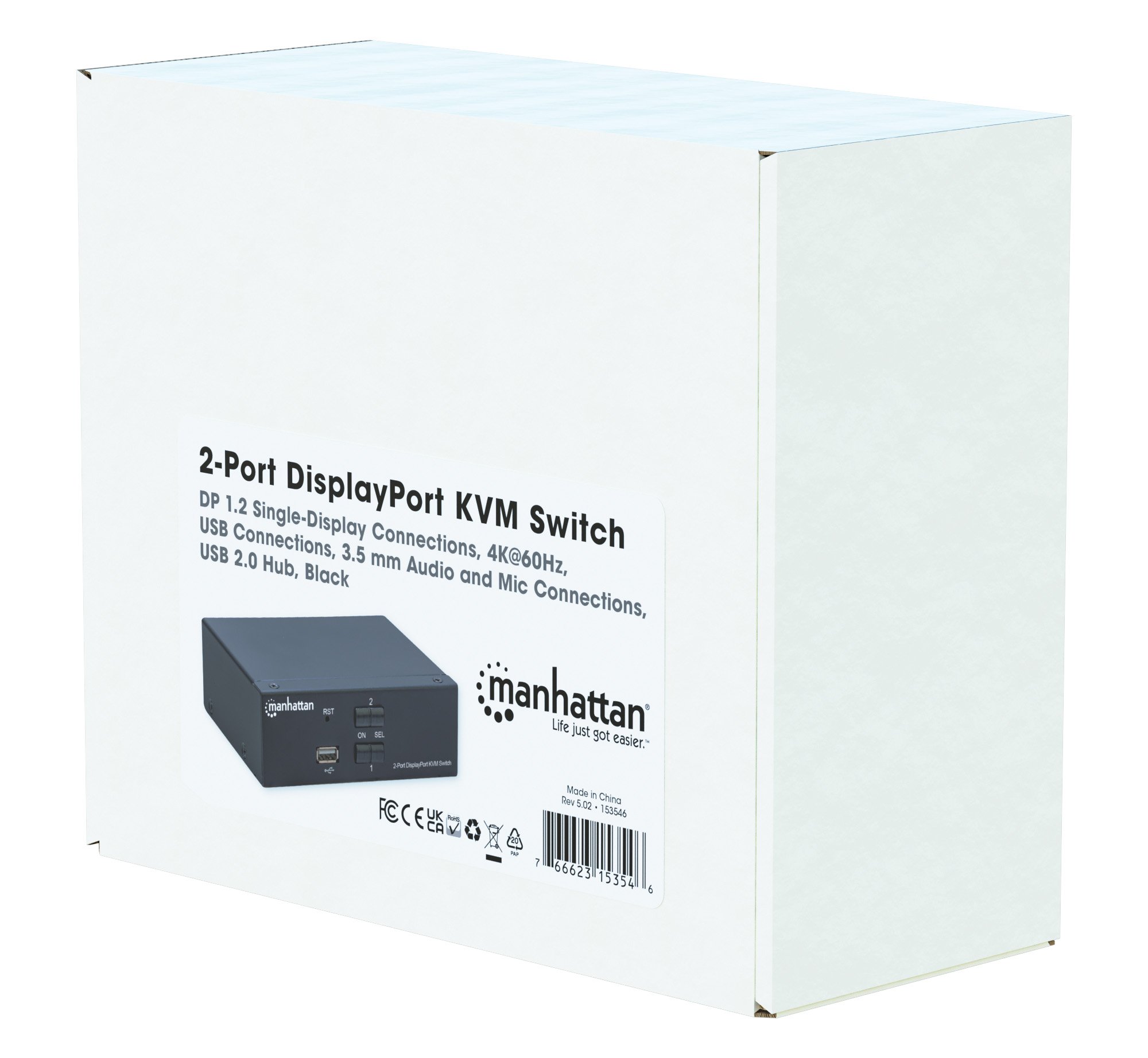 Switch KVM DisplayPort 1.2 a 2 porte 4K con Audio MANHATTAN - immagine 2