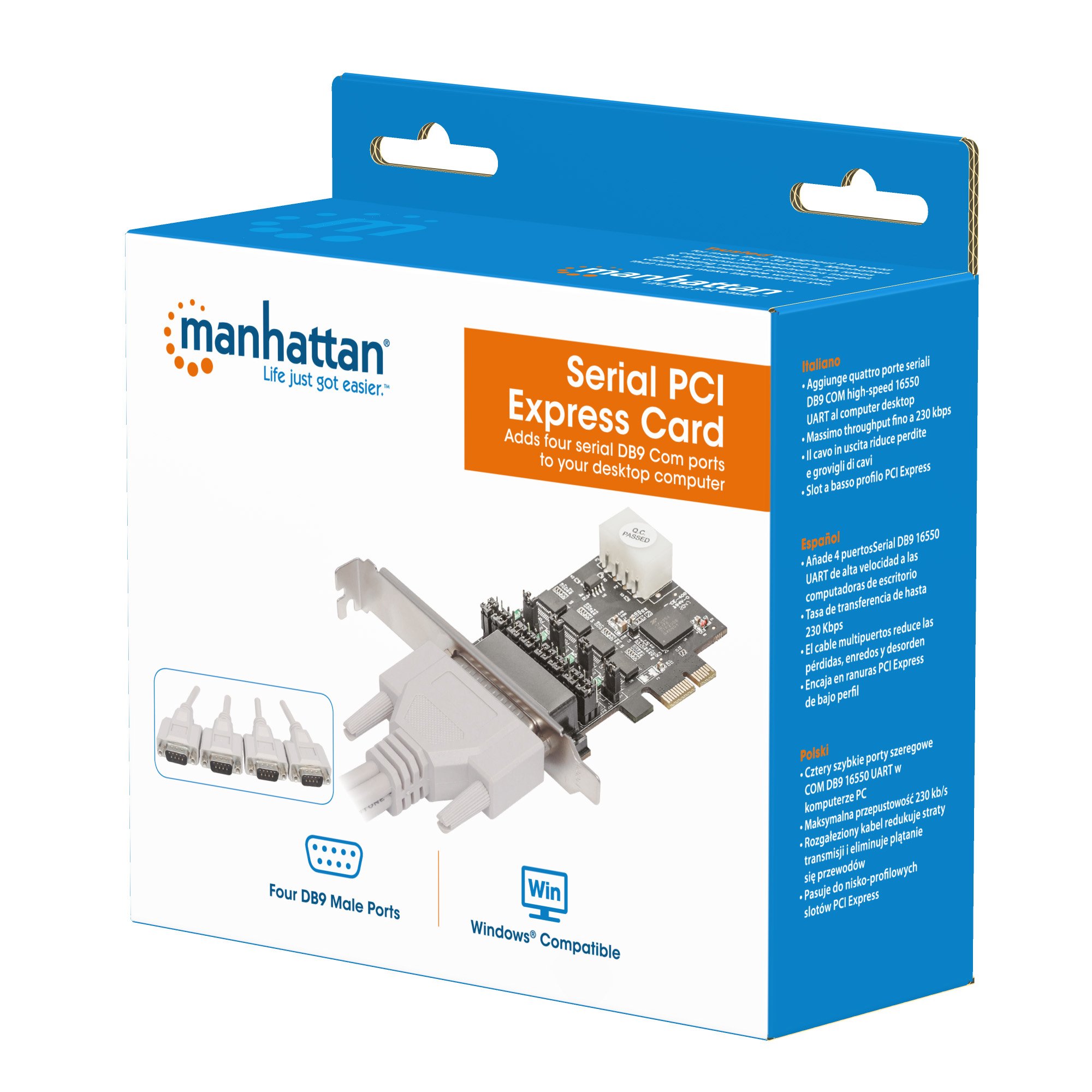 Scheda PCI Express 4 Porte DB9 RS-232 MANHATTAN - immagine 2