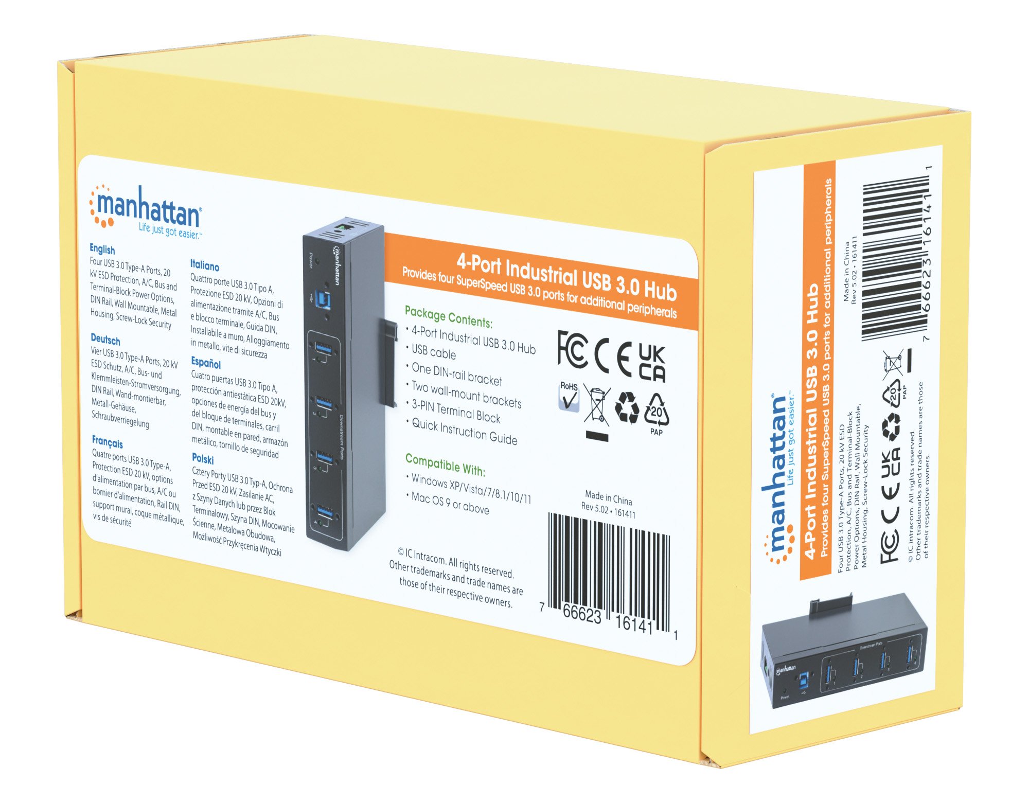 Hub Industriale USB 3.0 4 Porte MANHATTAN - immagine 2