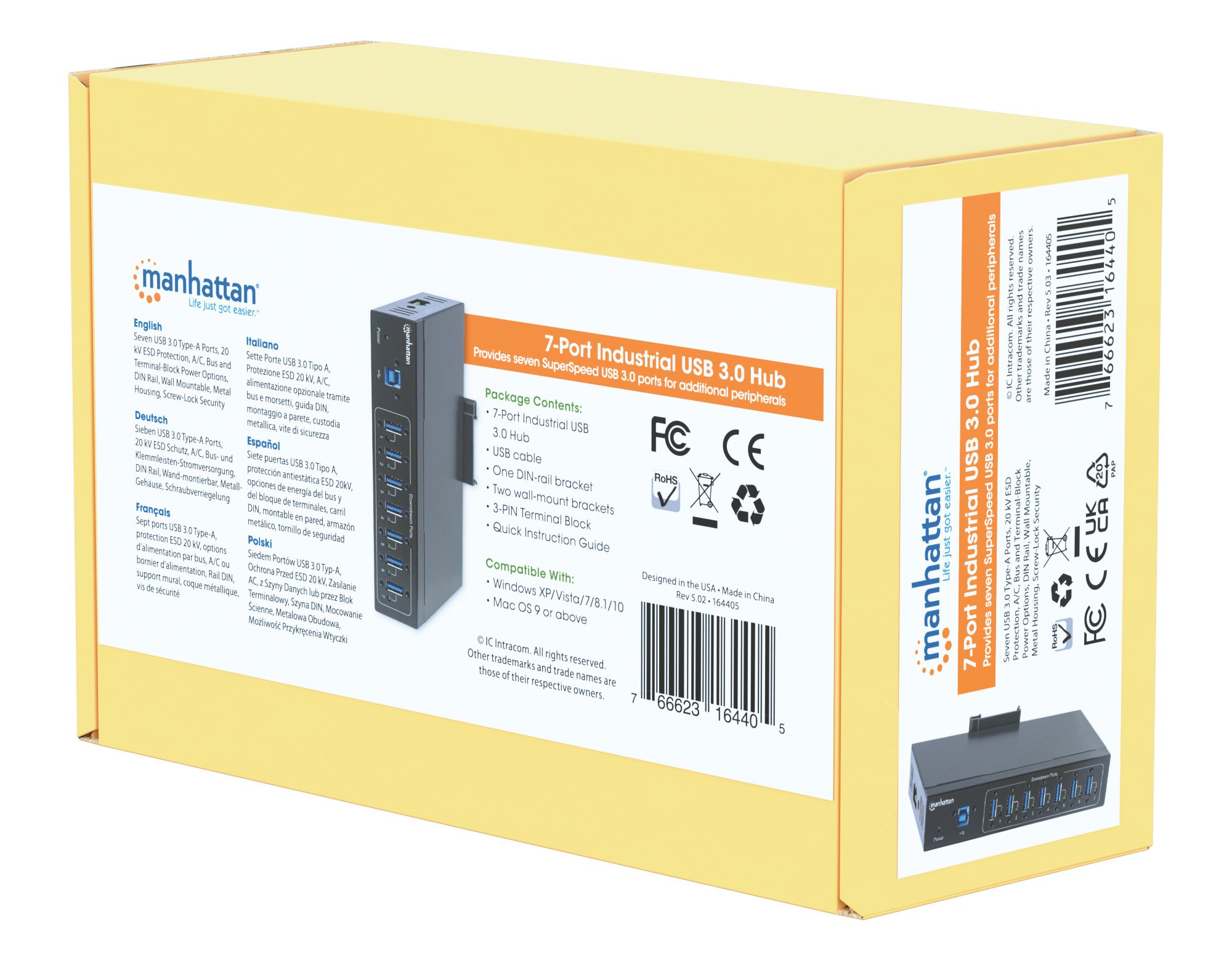 Hub Industriale USB 3.0 7 Porte MANHATTAN - immagine 2